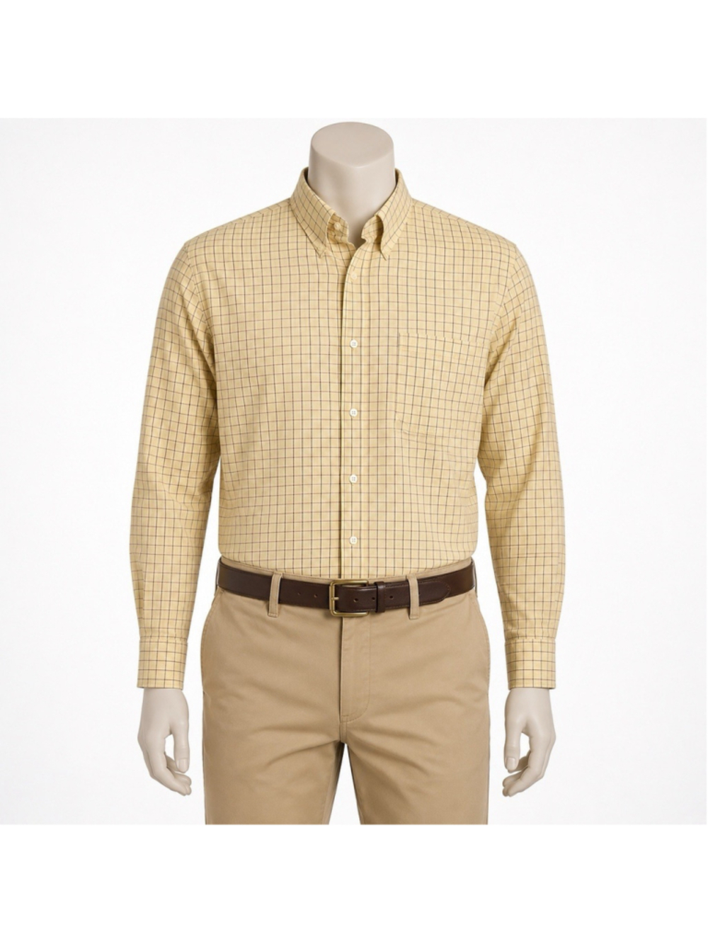 VTG Gitman Bros Cotton Bambo Yellow Windowpane Made In USA Mens L